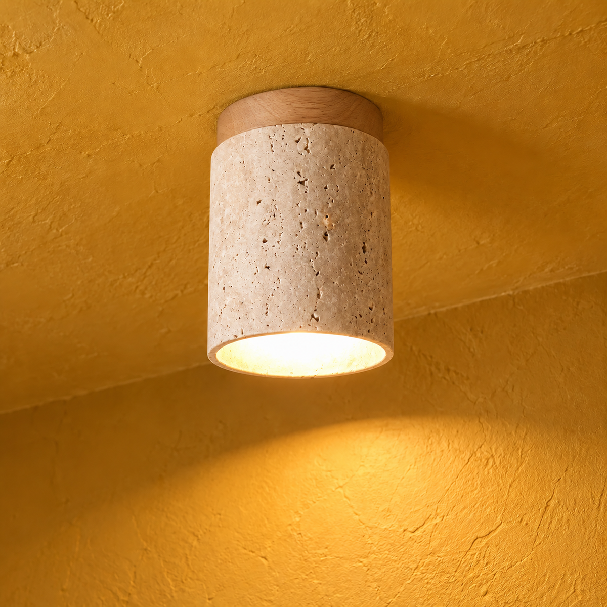 Travertine and Wood Ceiling Spotlight, Ø 12 cm – view 15 | BROKLEN