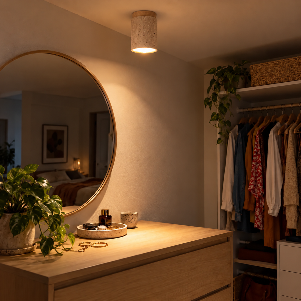 Travertine and Wood Ceiling Spotlight, Ø 12 cm – view 17 | BROKLEN