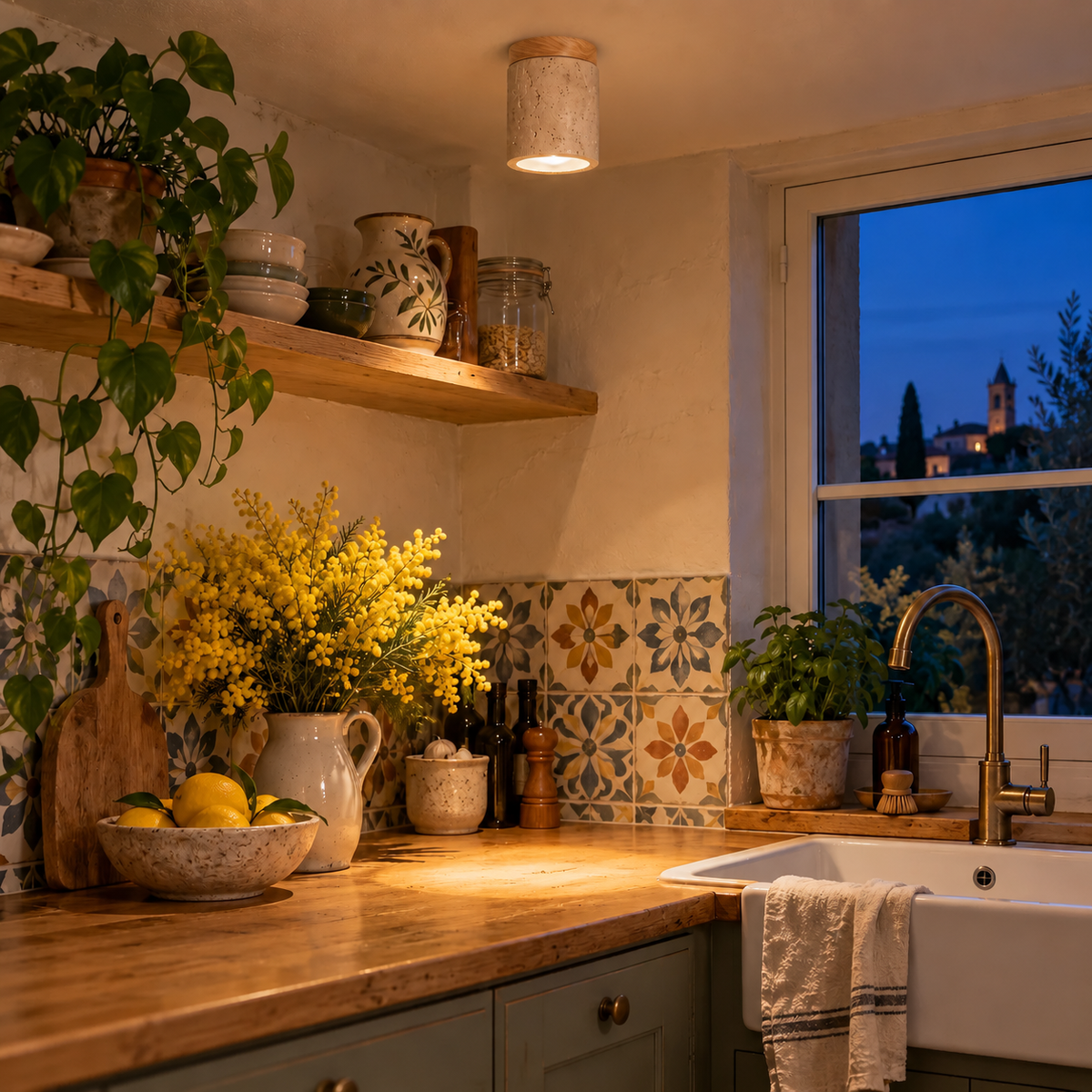 Travertine and Wood Ceiling Spotlight, Ø 12 cm – view 18 | BROKLEN