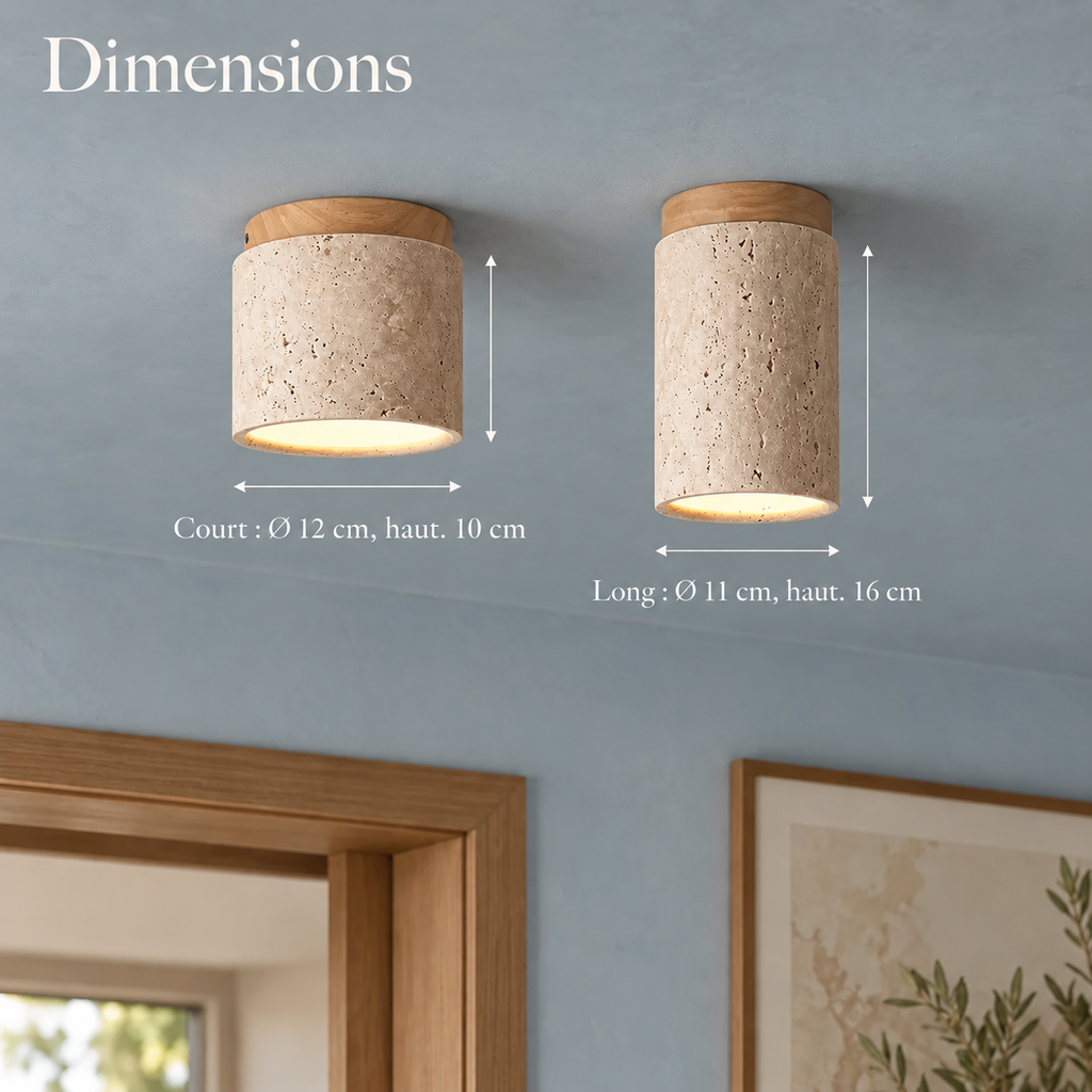 Travertine and Wood Ceiling Spotlight, Ø 12 cm – view 20 | BROKLEN