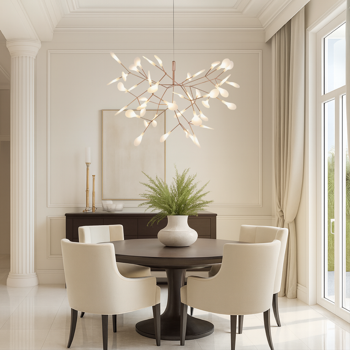 Rose Gold Firefly LED Chandelier with Acrylic Globes – view 2