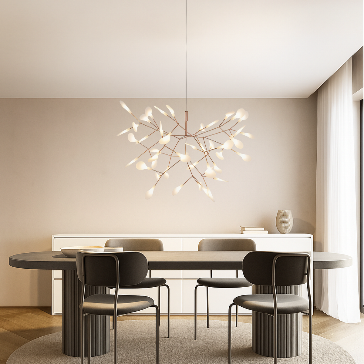 Rose Gold Firefly LED Chandelier with Acrylic Globes – view 3