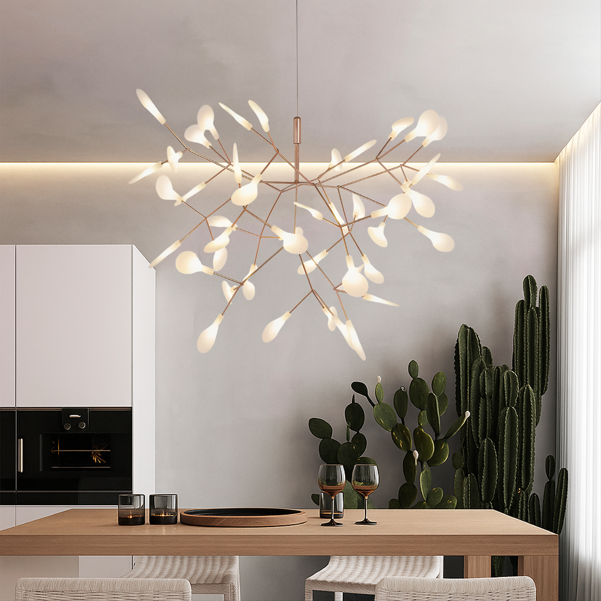 Rose Gold Firefly LED Chandelier with Acrylic Globes – view 4