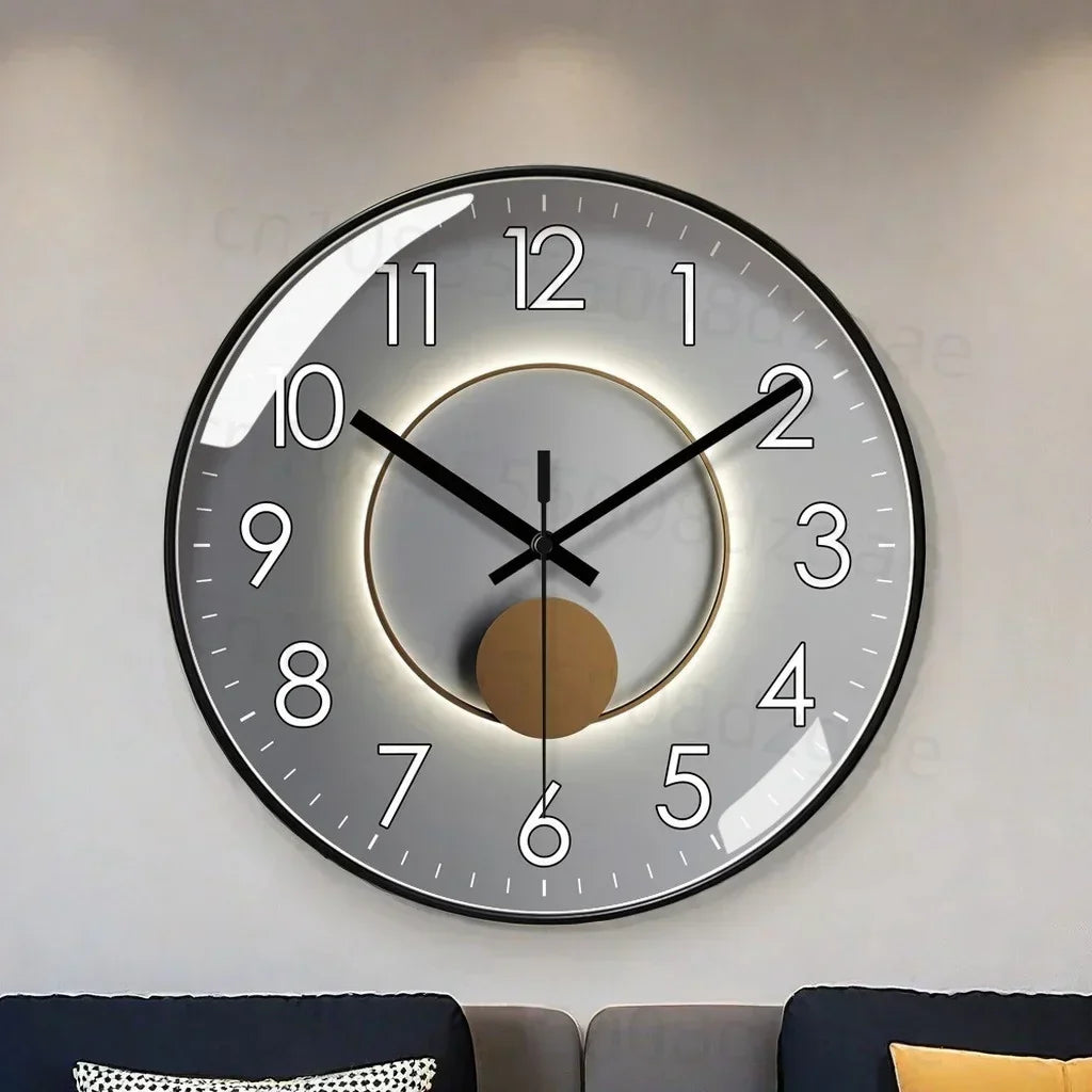 Modern Round Wall Clock with Silent Quartz Movement