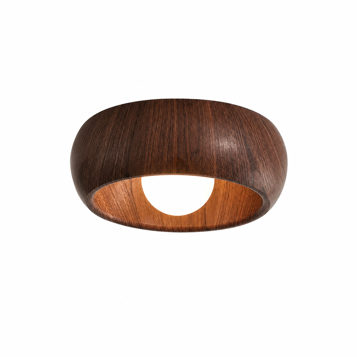 Round Wooden LED Ceiling Light – Japandi
