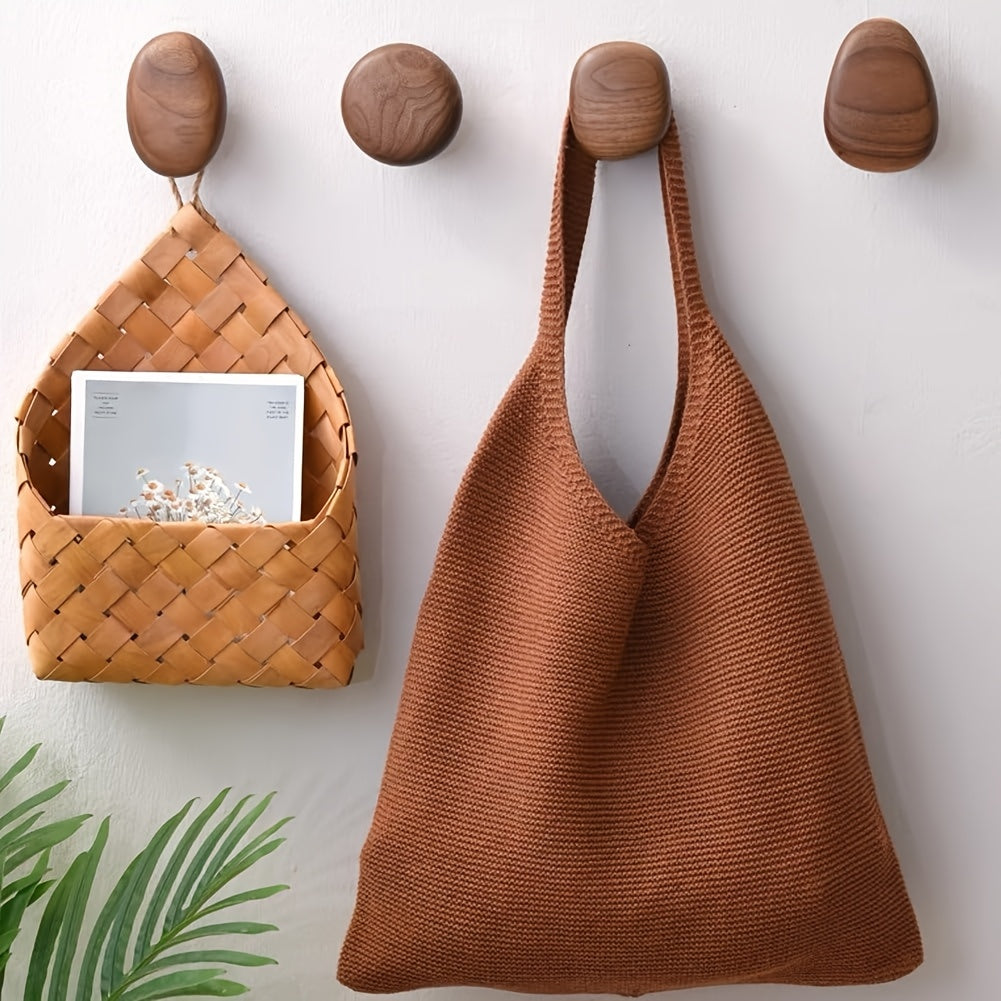 Round Wooden Wall Hooks Set for Coats and Bags