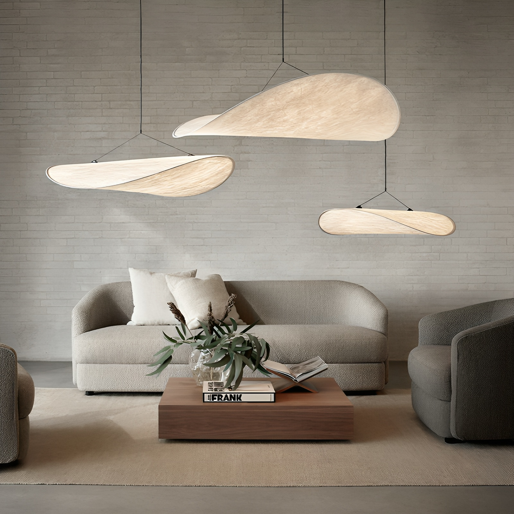 Silk Pendant Light with Oval Wave Shade
