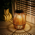 Solar Outdoor Lantern with Woven Bamboo Design
