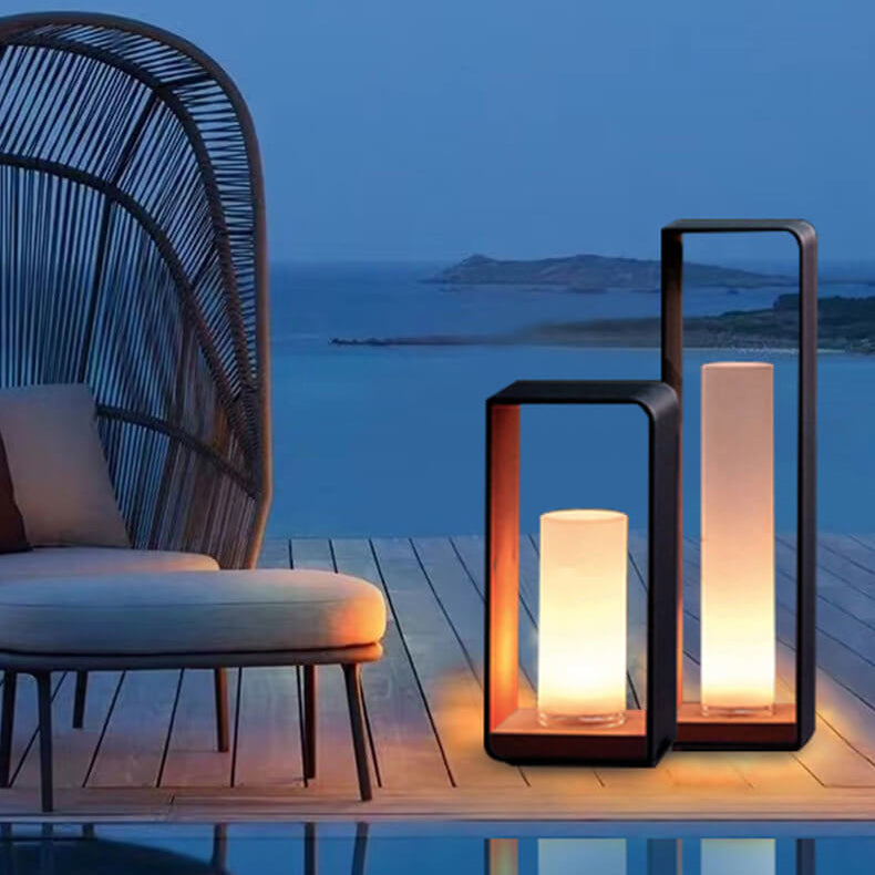Rectangular Solar Outdoor Lantern with Frosted Diffuser – view 2
