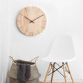 Scandinavian Solid Wood Wall Clock with Carved Markers