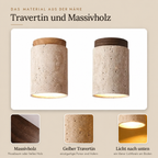 Travertine and Wood Ceiling Spotlight, Ø 12 cm – view 4 | BROKLEN