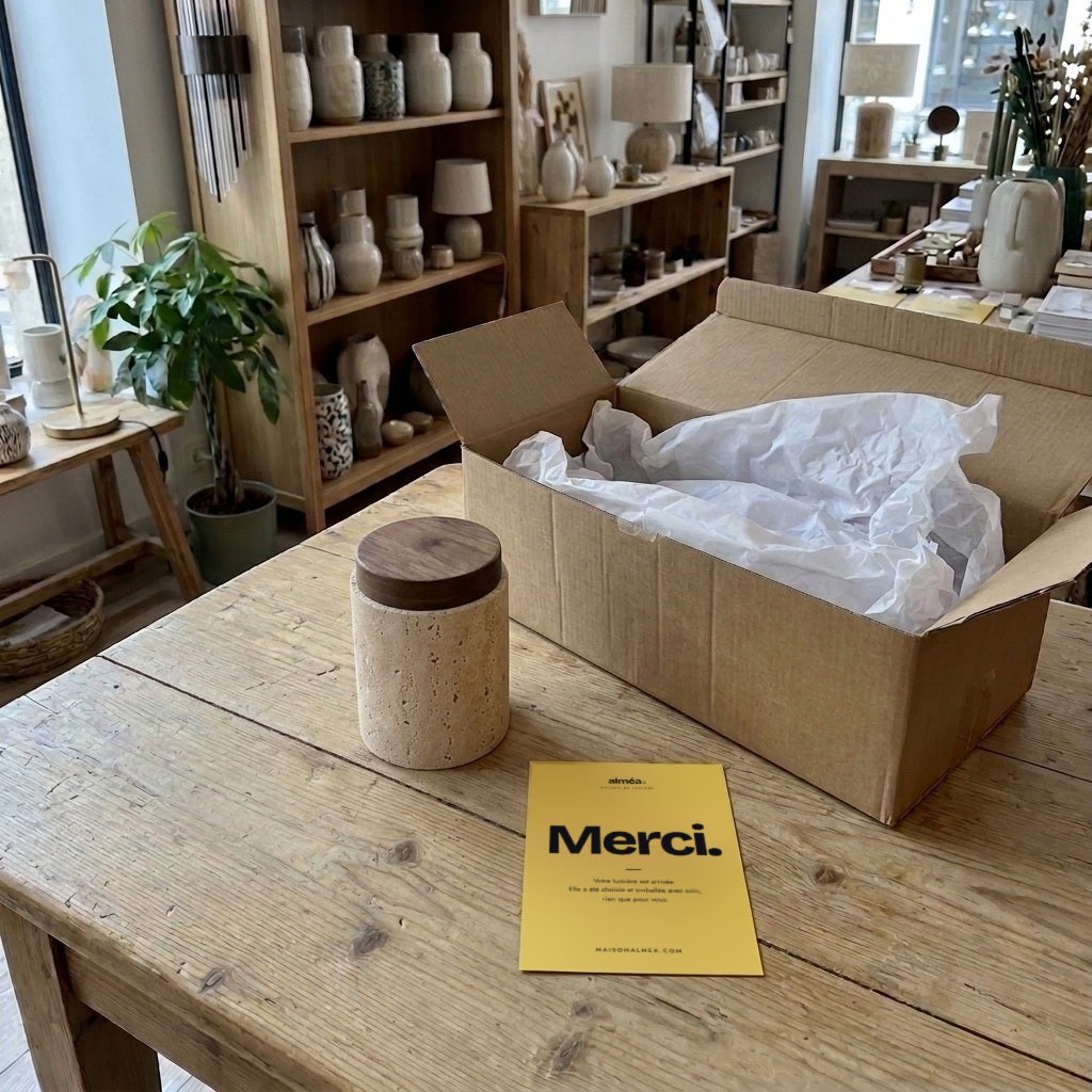 Travertine and Wood Ceiling Spotlight, Ø 12 cm – view 7 | BROKLEN