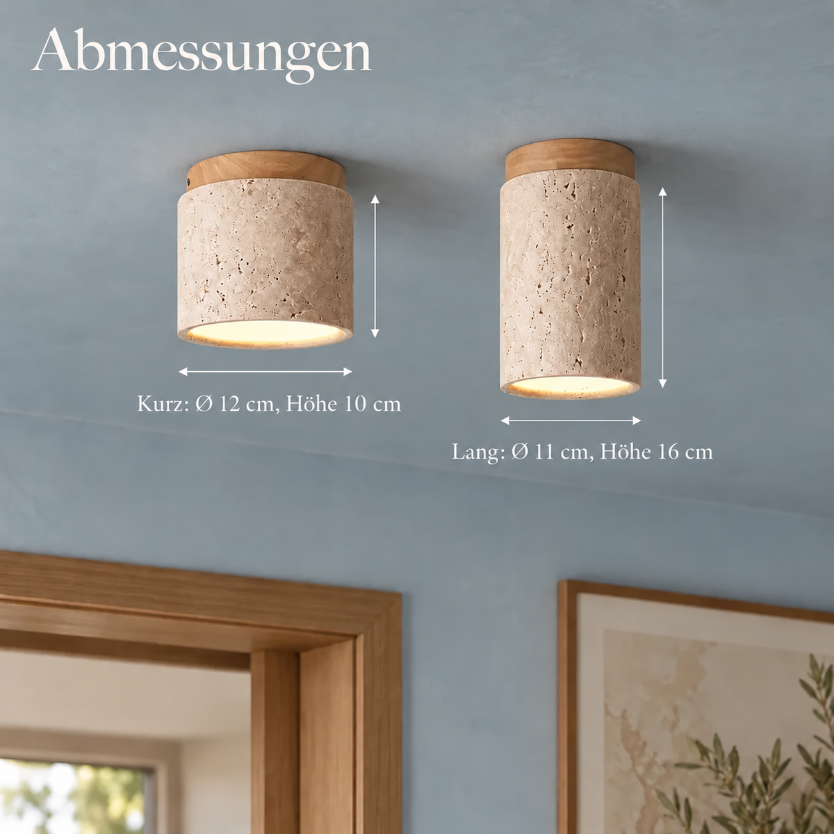 Travertine and Wood Ceiling Spotlight, Ø 12 cm – view 21 | BROKLEN