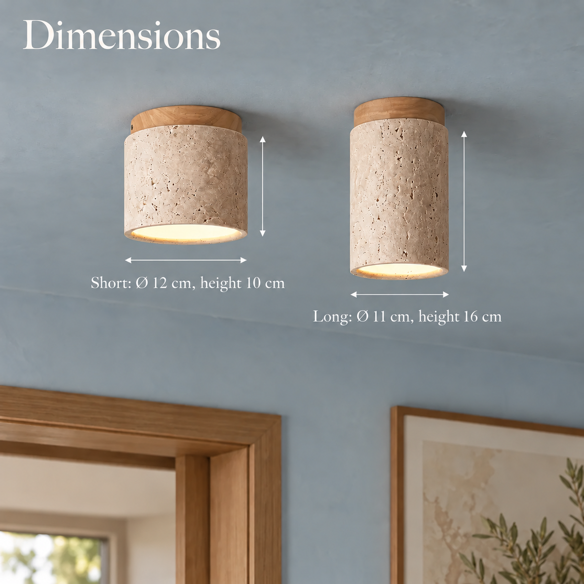 Travertine and Wood Ceiling Spotlight, Ø 12 cm – view 22 | BROKLEN
