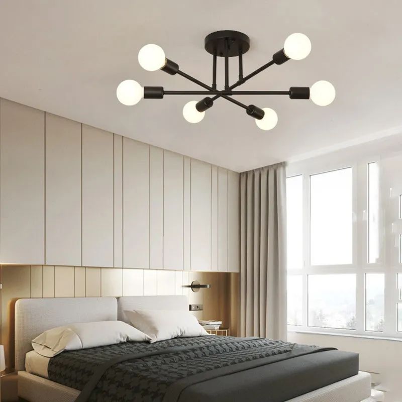 Modern Sputnik Semi Flush Mount Chandelier