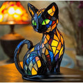 Stained Glass Look Cat Table Lamp