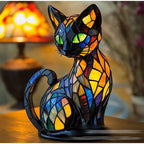 Stained Glass Look Cat Table Lamp