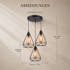 Industrial Black Metal Cage 3-Light Chandelier – view 10 | BROKLEN