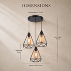 Industrial Black Metal Cage 3-Light Chandelier – view 11 | BROKLEN