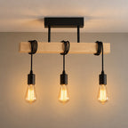 Industrial Wood Beam 3-Light Pendant, E27 – view 3 | BROKLEN