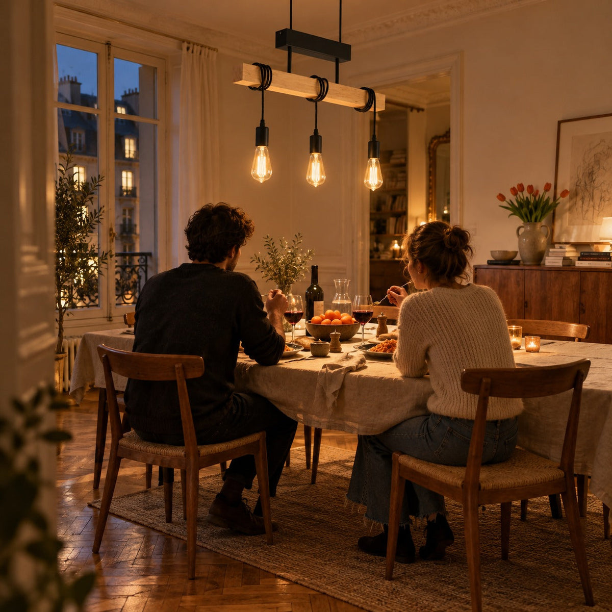 Industrial Wood Beam 3-Light Pendant, E27 – view 5 | BROKLEN