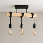 Industrial Wood Beam 3-Light Pendant, E27 – view 2 | BROKLEN