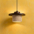 Travertine Pendant Light with Wooden Disc, Ø 20 cm – view 17 | BROKLEN