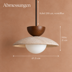 Travertine and Wood Disc Pendant Light, Ø 21 cm – view 8 | BROKLEN