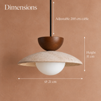 Travertine and Wood Disc Pendant Light, Ø 21 cm – view 9 | BROKLEN