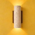 Travertine and Wood Up-Down Wall Light, Vintage Style