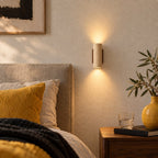 Travertine and Wood Up-Down Wall Light, Vintage Style – view 2 | BROKLEN