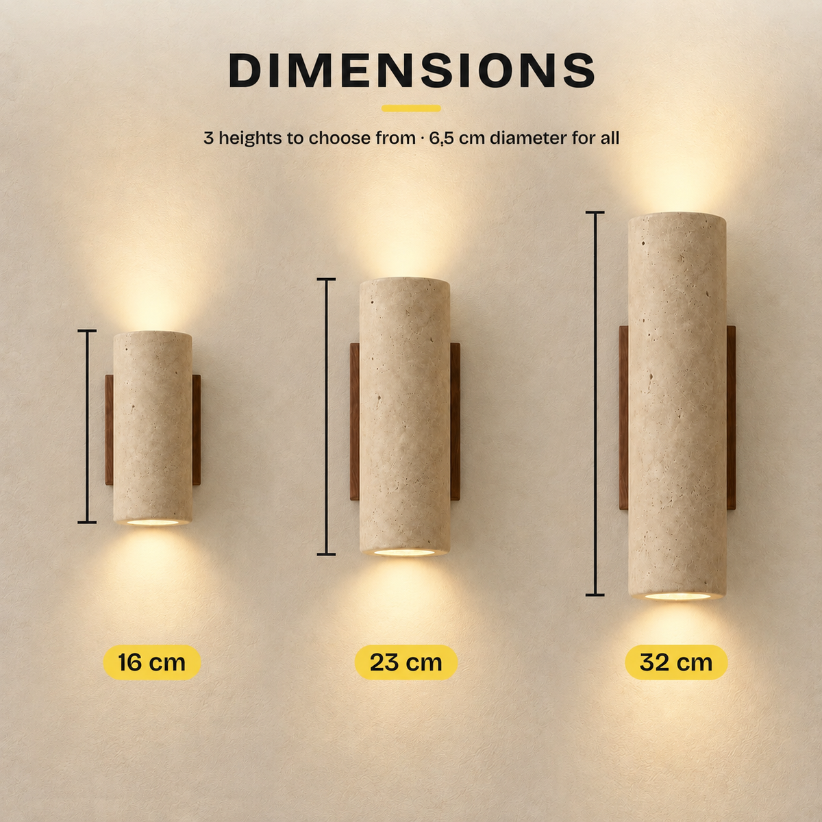 Travertine and Wood Up-Down Wall Light, Vintage Style – view 6 | BROKLEN