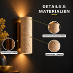 Travertine and Wood Up-Down Wall Light, Vintage Style – view 14 | BROKLEN