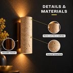 Travertine and Wood Up-Down Wall Light, Vintage Style – view 15 | BROKLEN
