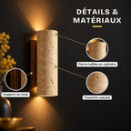 Travertine and Wood Up-Down Wall Light, Vintage Style – view 13 | BROKLEN