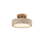 Round Travertine LED Ceiling Light – Japandi