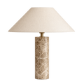 Travertine Marble Table Lamp with White Fabric Shade