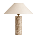 Travertine Marble Table Lamp with White Fabric Shade