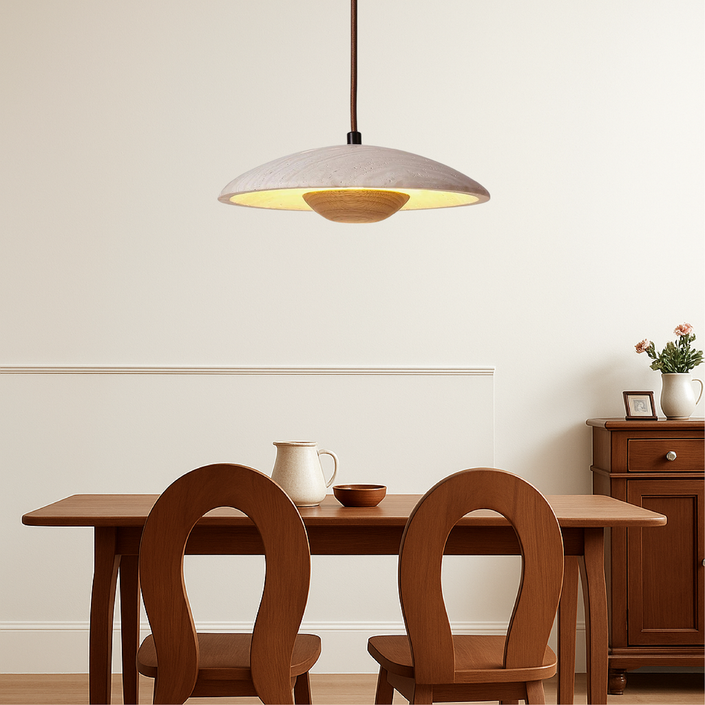 Travertine Stone Pendant Light with Integrated LED
