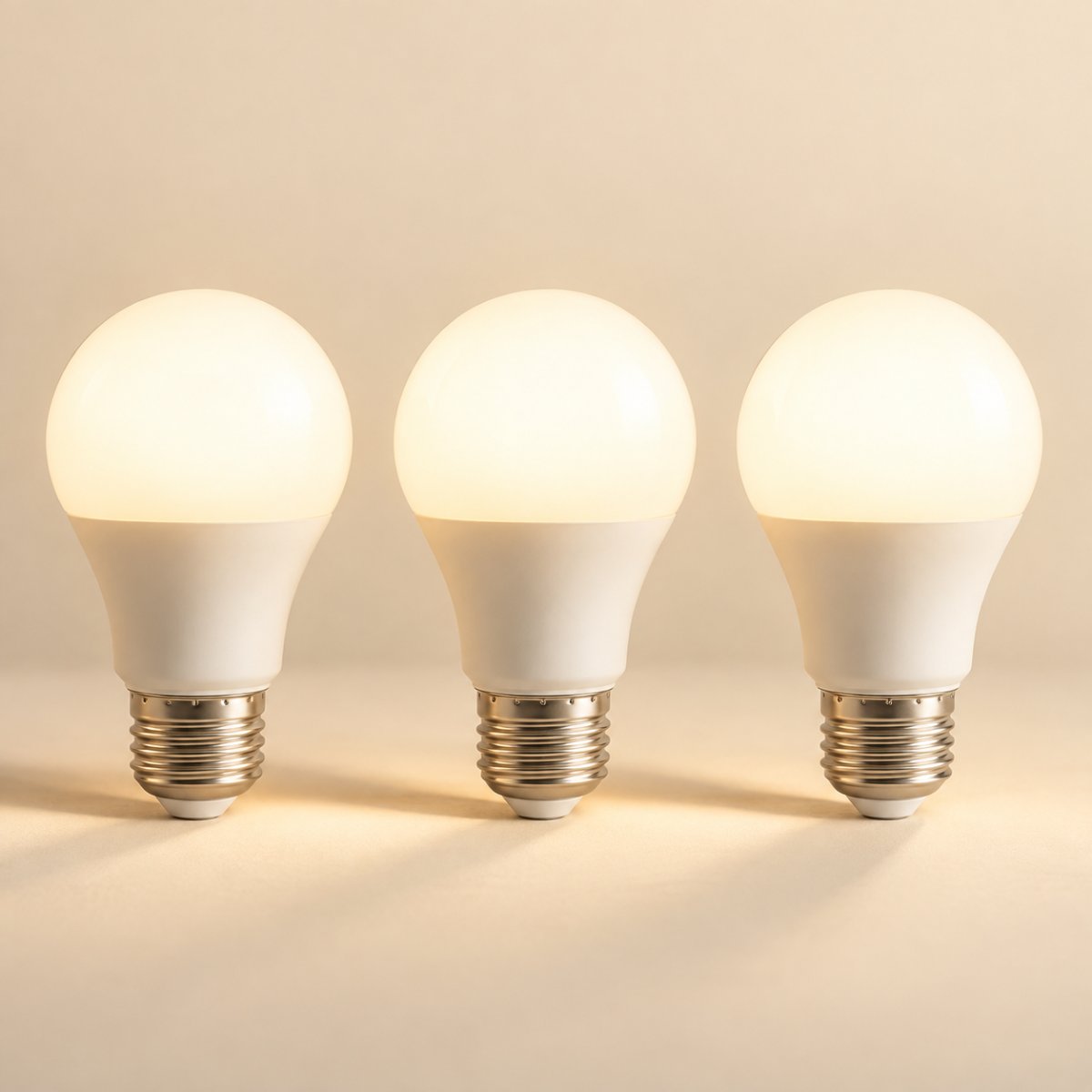 Warm White E27 LED Bulbs, Pack of 3, Soft 2700K Light