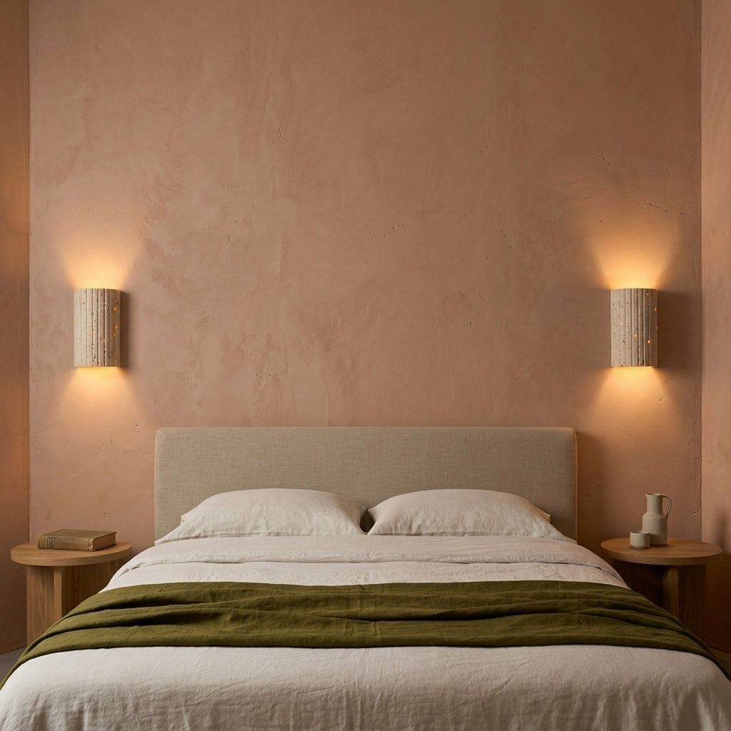 Fluted 3D Travertine Wall Light, Warm White LED – view 13 | BROKLEN