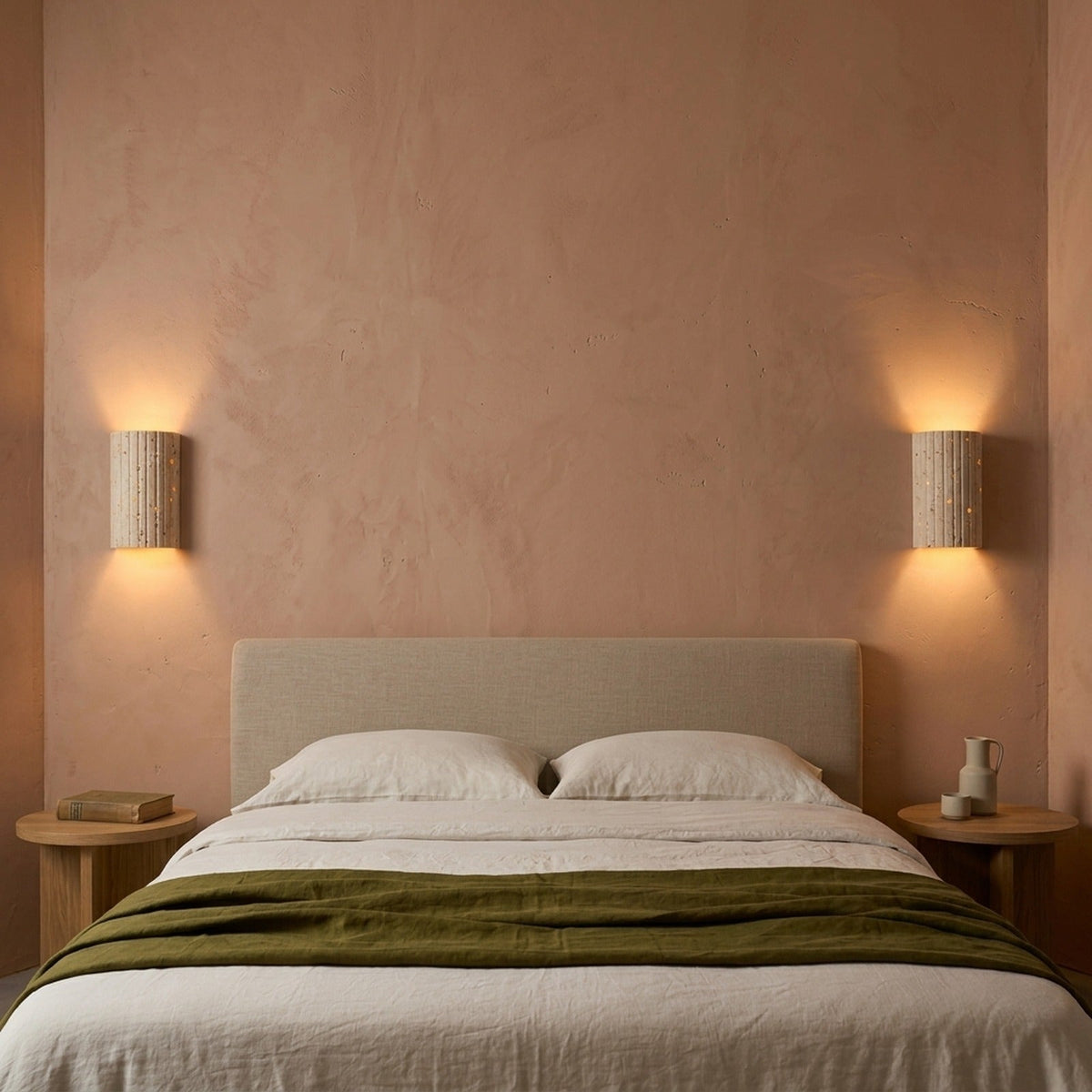 Fluted 3D Travertine Wall Light, Warm White LED – view 13 | BROKLEN