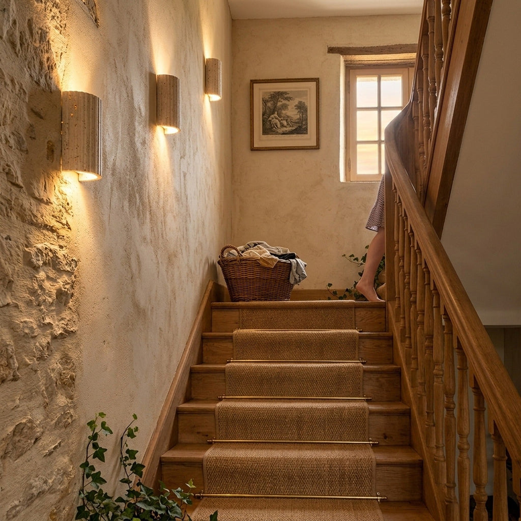 Fluted 3D Travertine Wall Light, Warm White LED – view 11 | BROKLEN