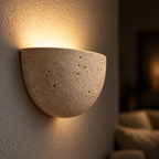 Half-Moon Travertine Wall Light, Indirect Uplight – view 4 | BROKLEN