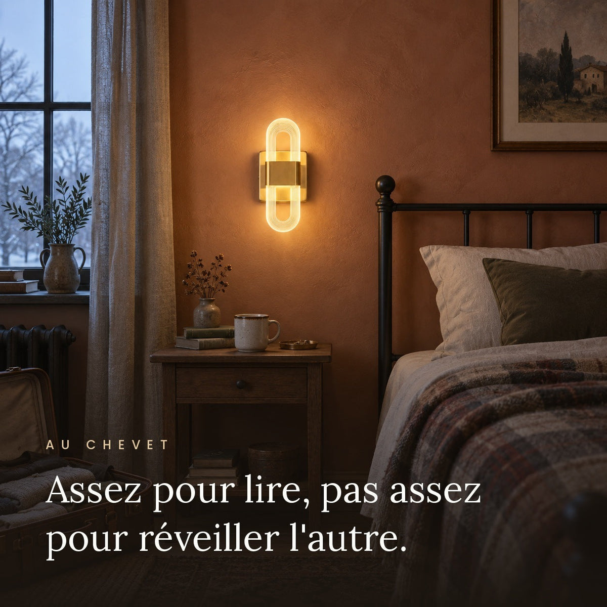 LED Headboard Wall Light, Ribbed Acrylic Loops, Warm Light – view 9 | BROKLEN
