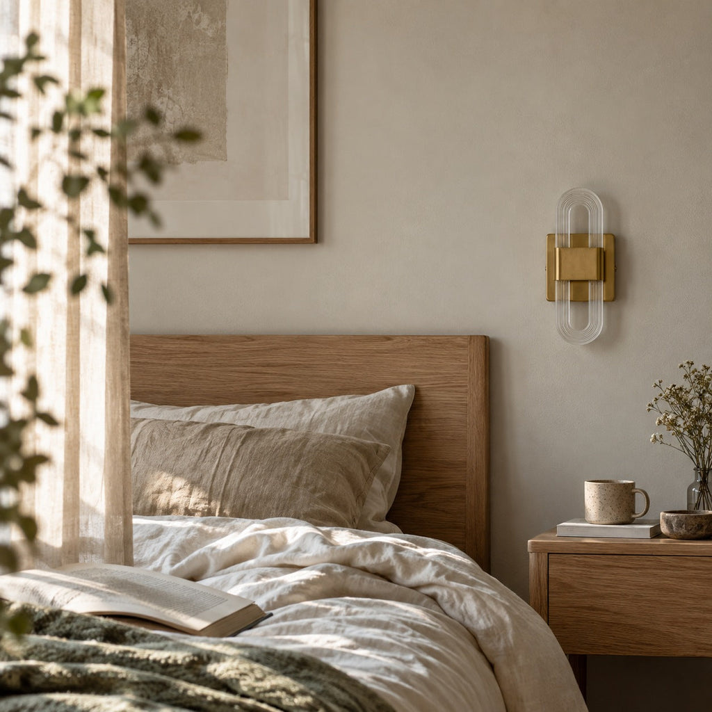 LED Headboard Wall Light, Ribbed Acrylic Loops, Warm Light – view 2 | BROKLEN