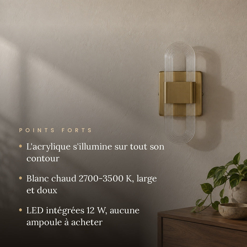 LED Headboard Wall Light, Ribbed Acrylic Loops, Warm Light – view 3 | BROKLEN