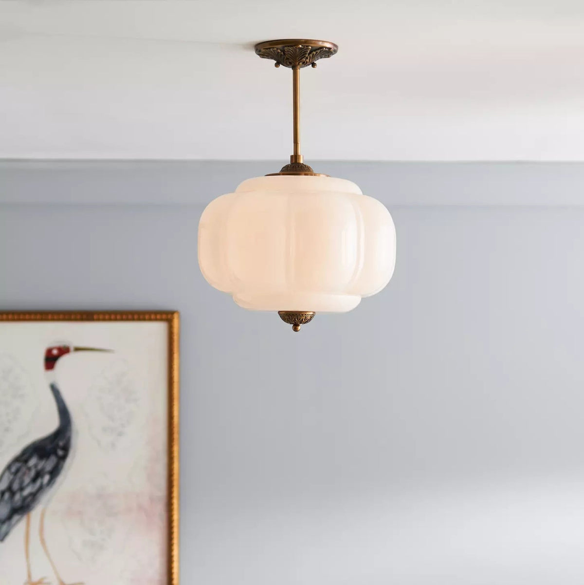 Vintage Glass Semi Flush Ceiling Light