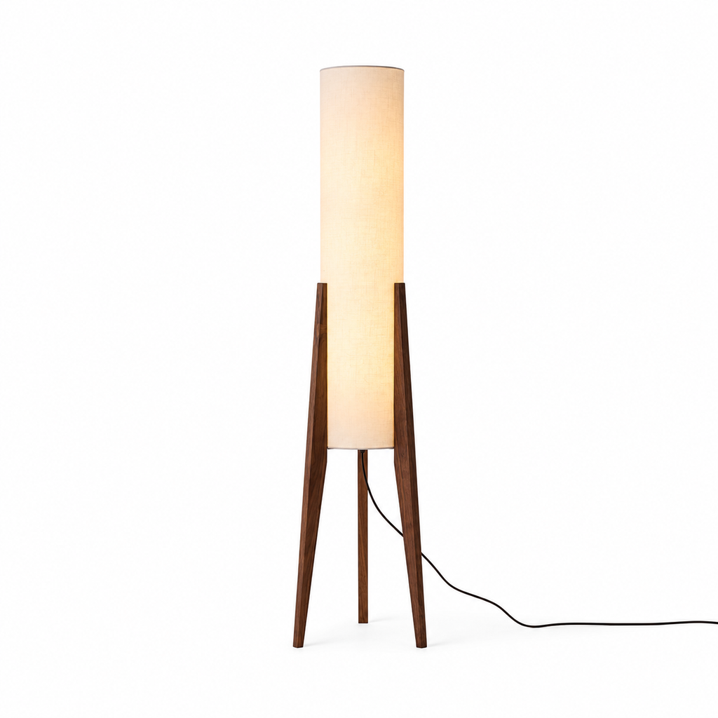 Japandi Walnut Floor Lamp – Solid Wood