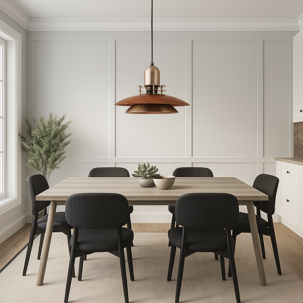 Walnut Wood Layered Pendant Light